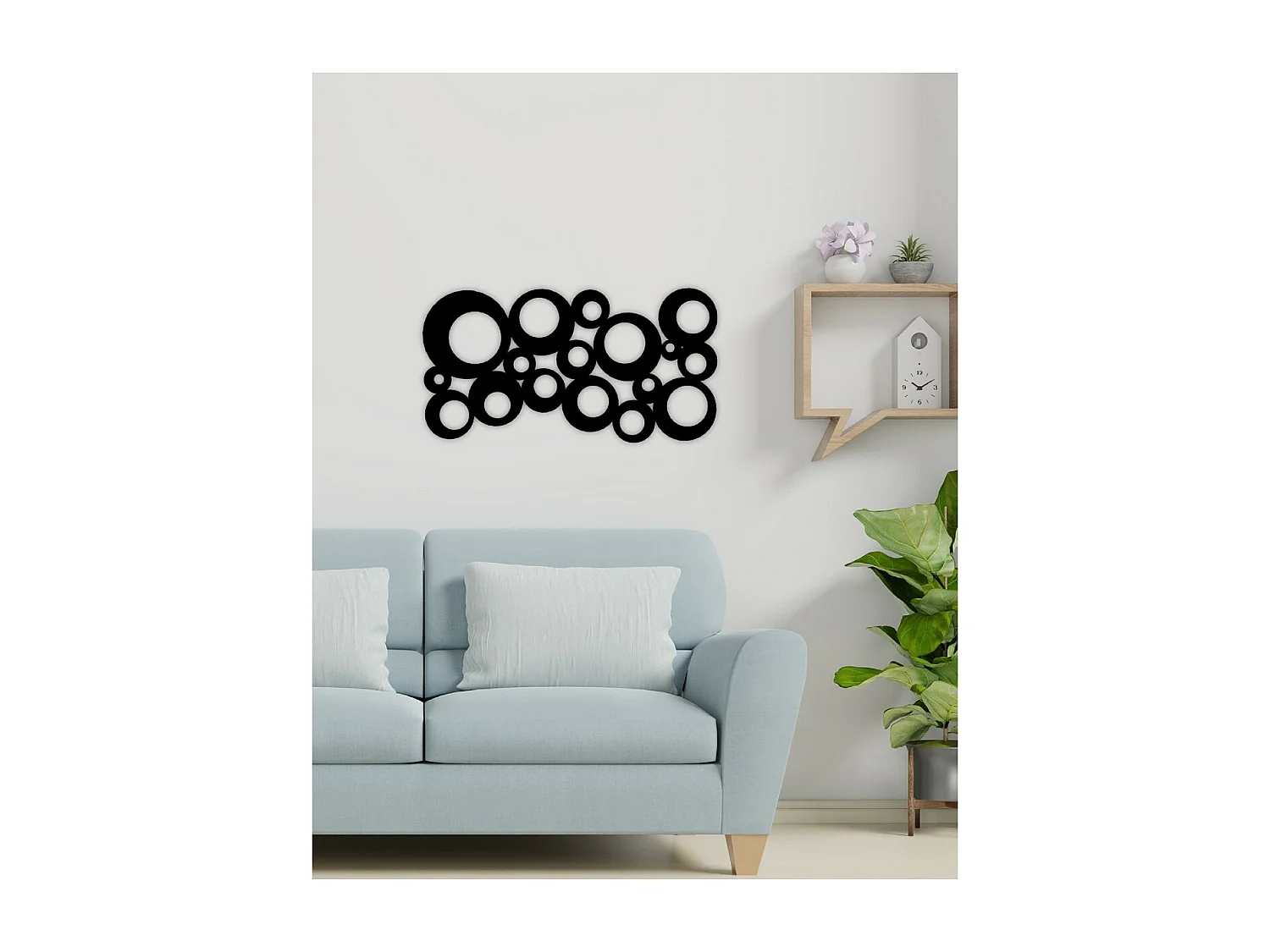 Décoration en Métal Cercles 1, Noir, 77x3x40 cm, EPIKASA