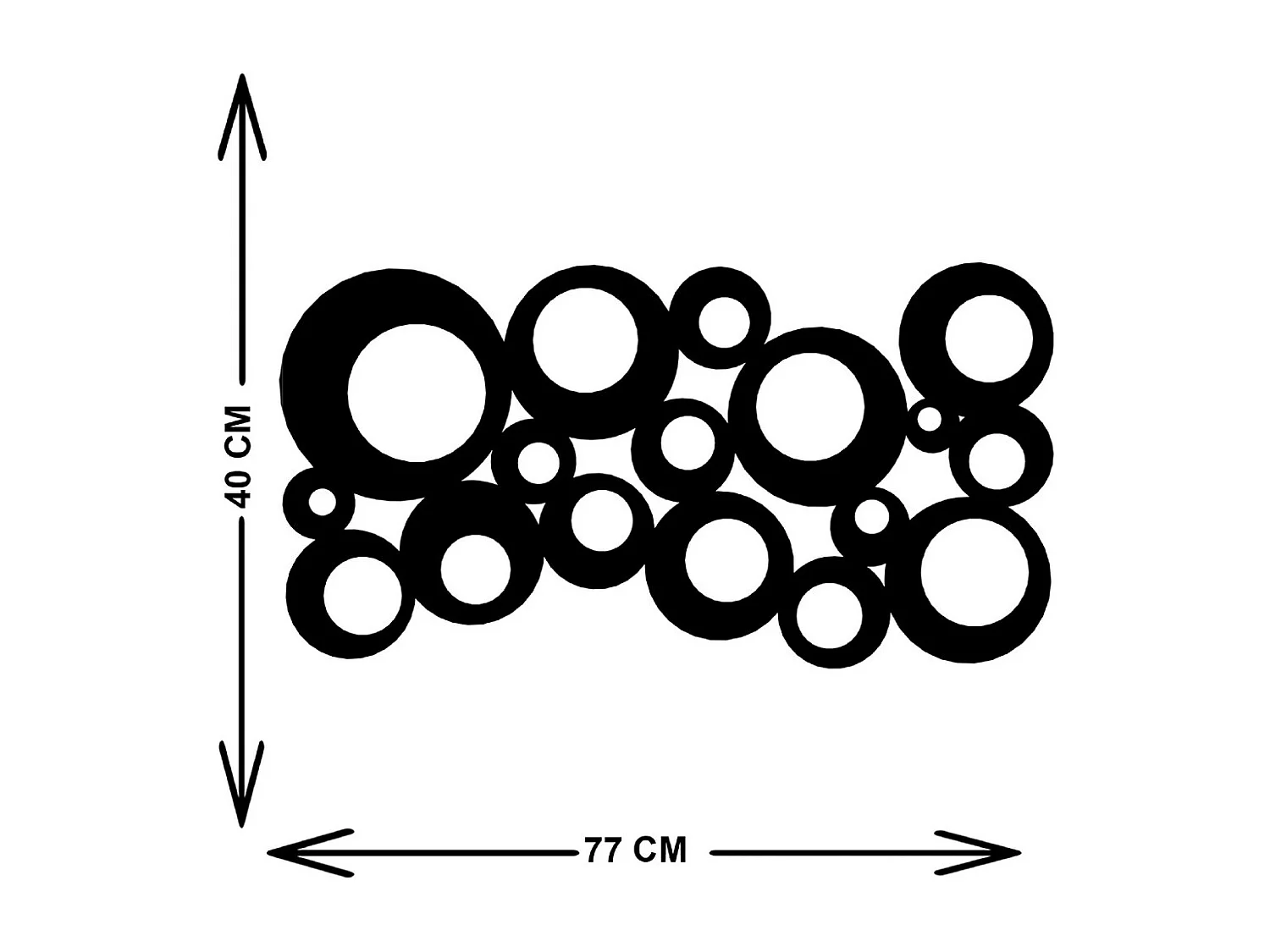 Décoration en Métal Cercles 1, Noir, 77x3x40 cm, EPIKASA