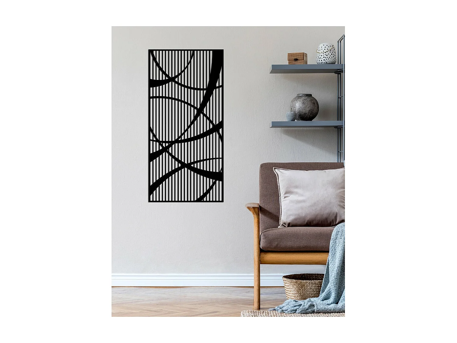 Decoração em Metal Composição Geométrica 8, Preto, 50x3x102 cm, EPIKASA