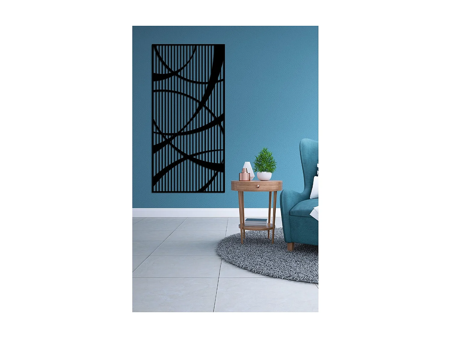 Decoração em Metal Composição Geométrica 8, Preto, 50x3x102 cm, EPIKASA