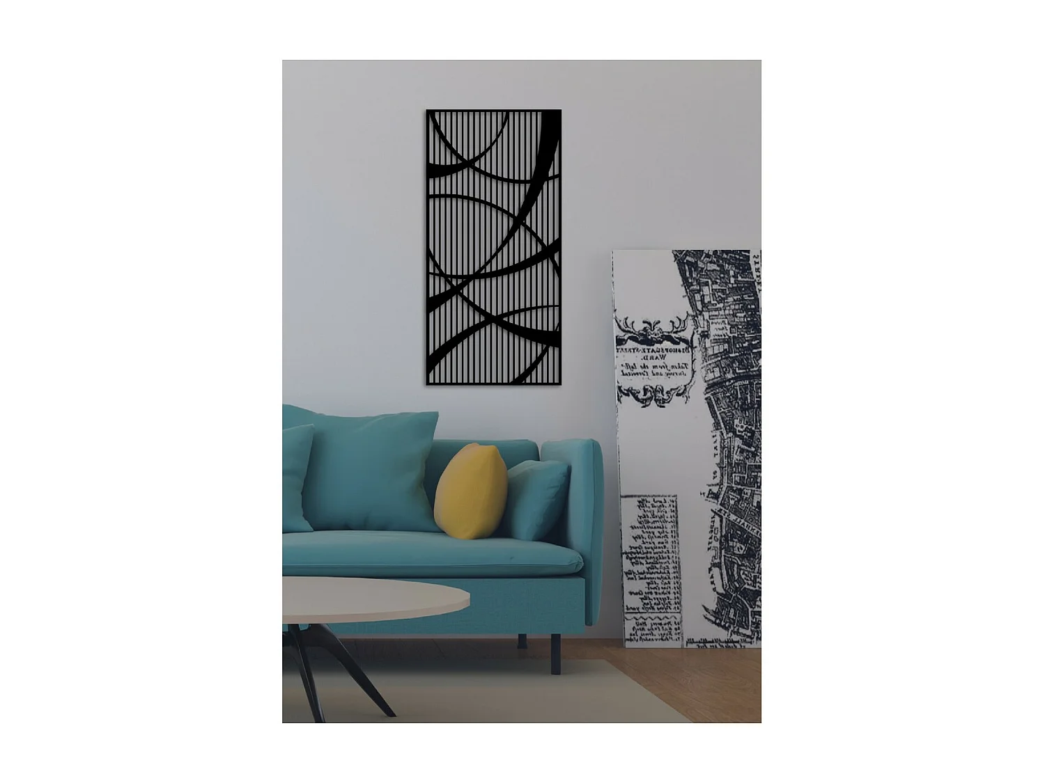 Decoração em Metal Composição Geométrica 8, Preto, 50x3x102 cm, EPIKASA