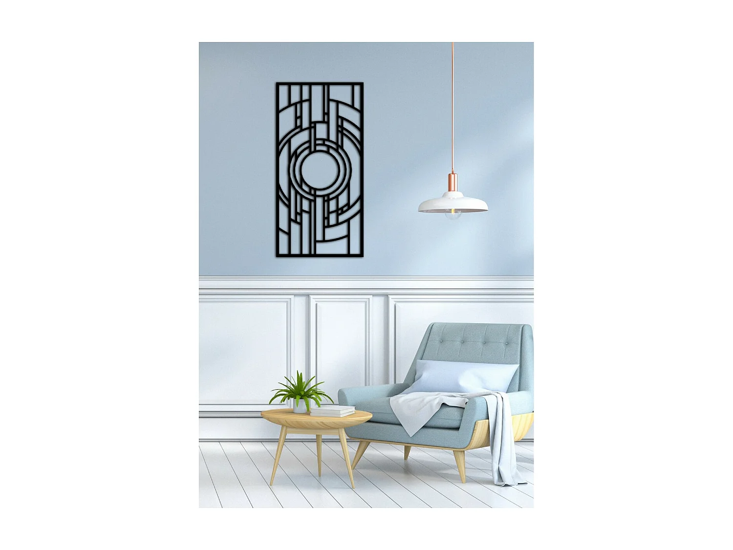 Decoración de Metal Composición Geométrica 9, Negro, 50x3x100 cm, EPIKASA