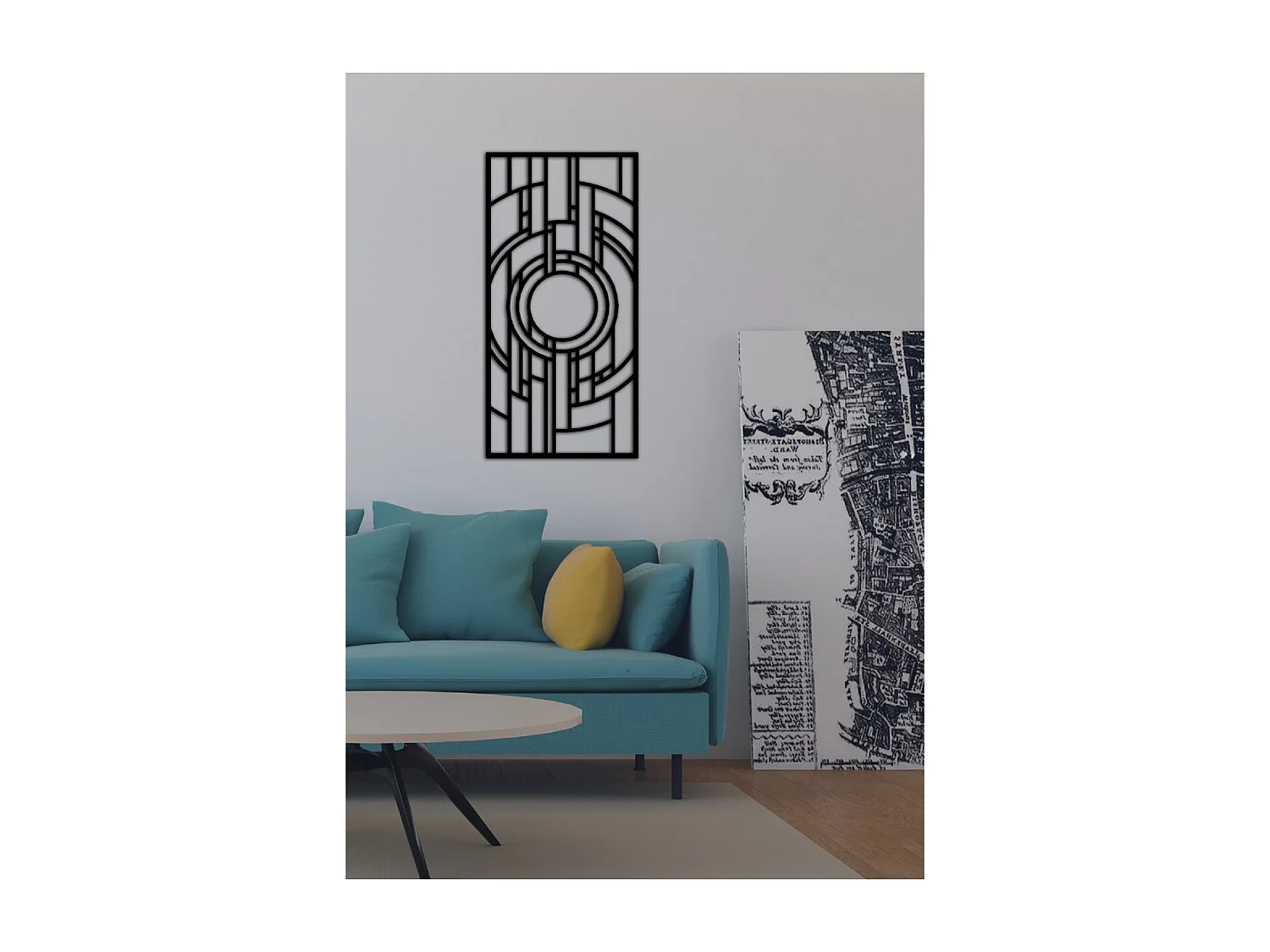 Decoración de Metal Composición Geométrica 9, Negro, 50x3x100 cm, EPIKASA