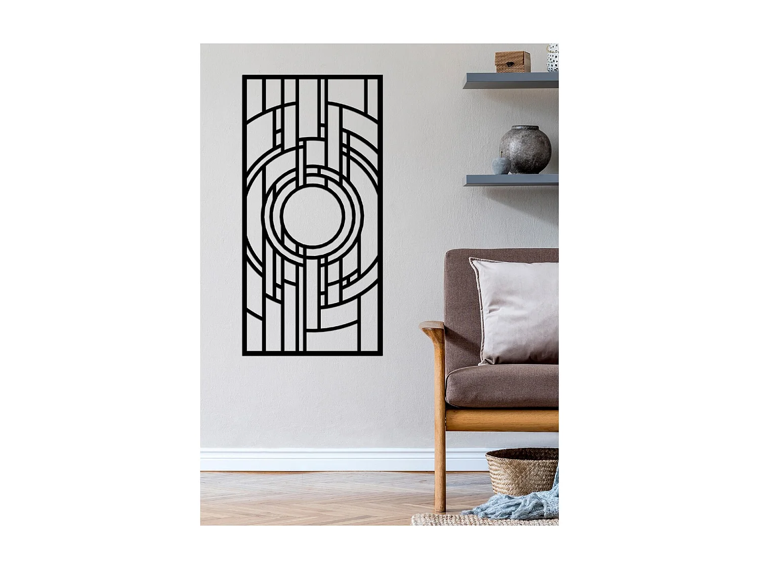 Decoración de Metal Composición Geométrica 9, Negro, 50x3x100 cm, EPIKASA