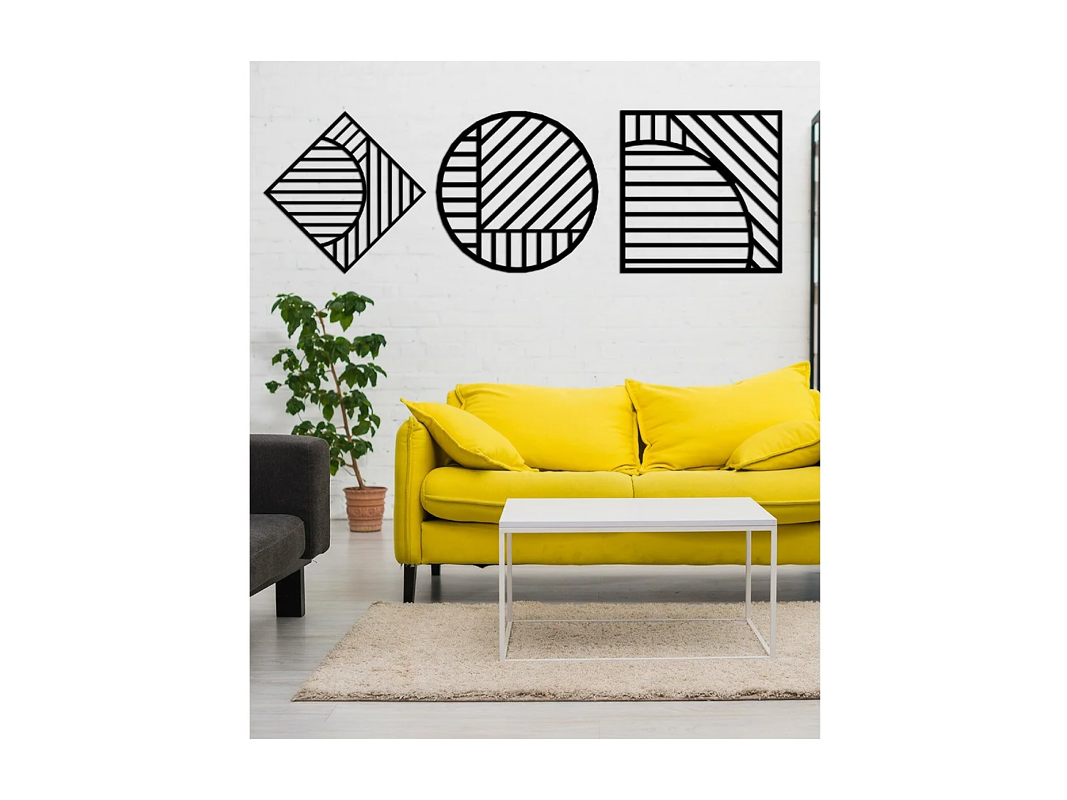 Décoration en Métal Lignes 5, Noir, 205x3x85 cm, EPIKASA