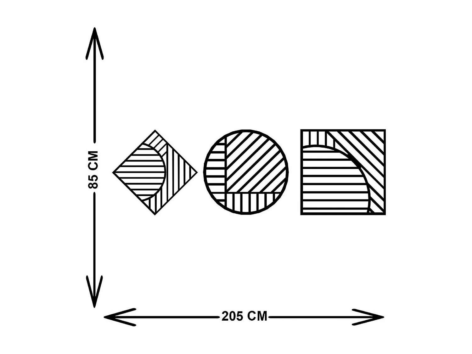 Décoration en Métal Lignes 5, Noir, 205x3x85 cm, EPIKASA