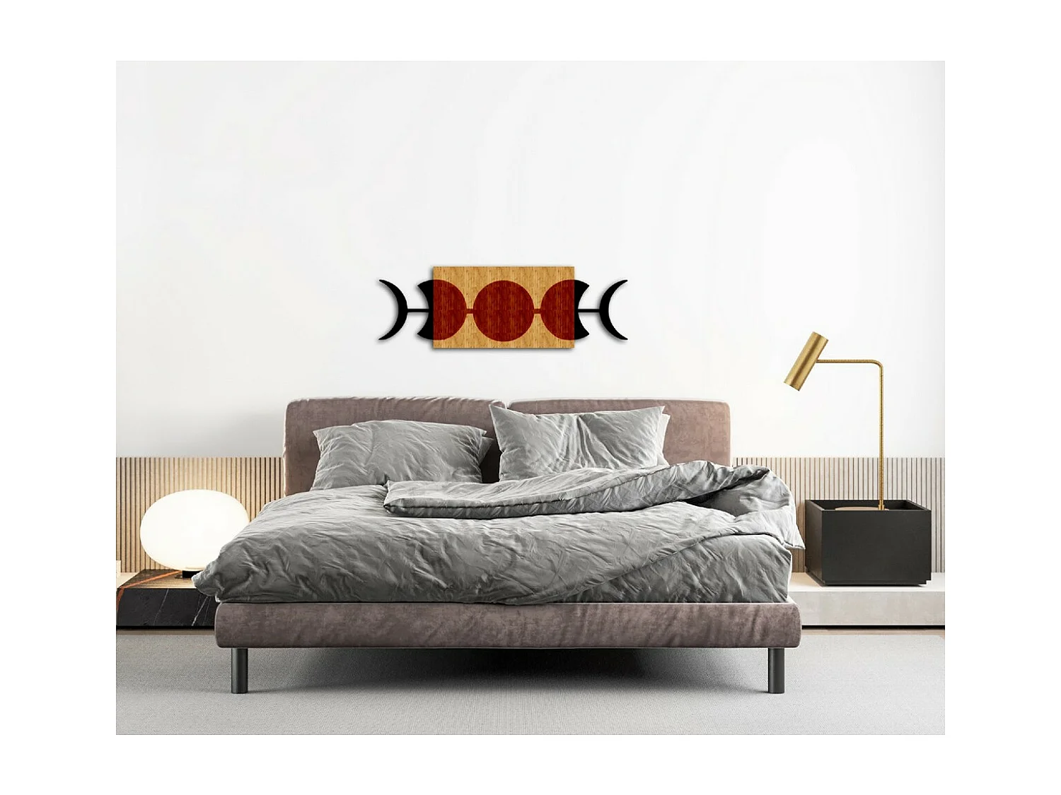 Décoration en Métal et Bois Phases Lunaires, Bois, 89x1,8x29 cm, EPIKASA