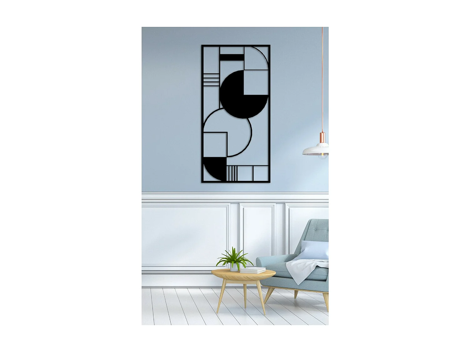 Decoración de Metal Composición Geométrica 4, Negro, 50x3x100 cm, EPIKASA