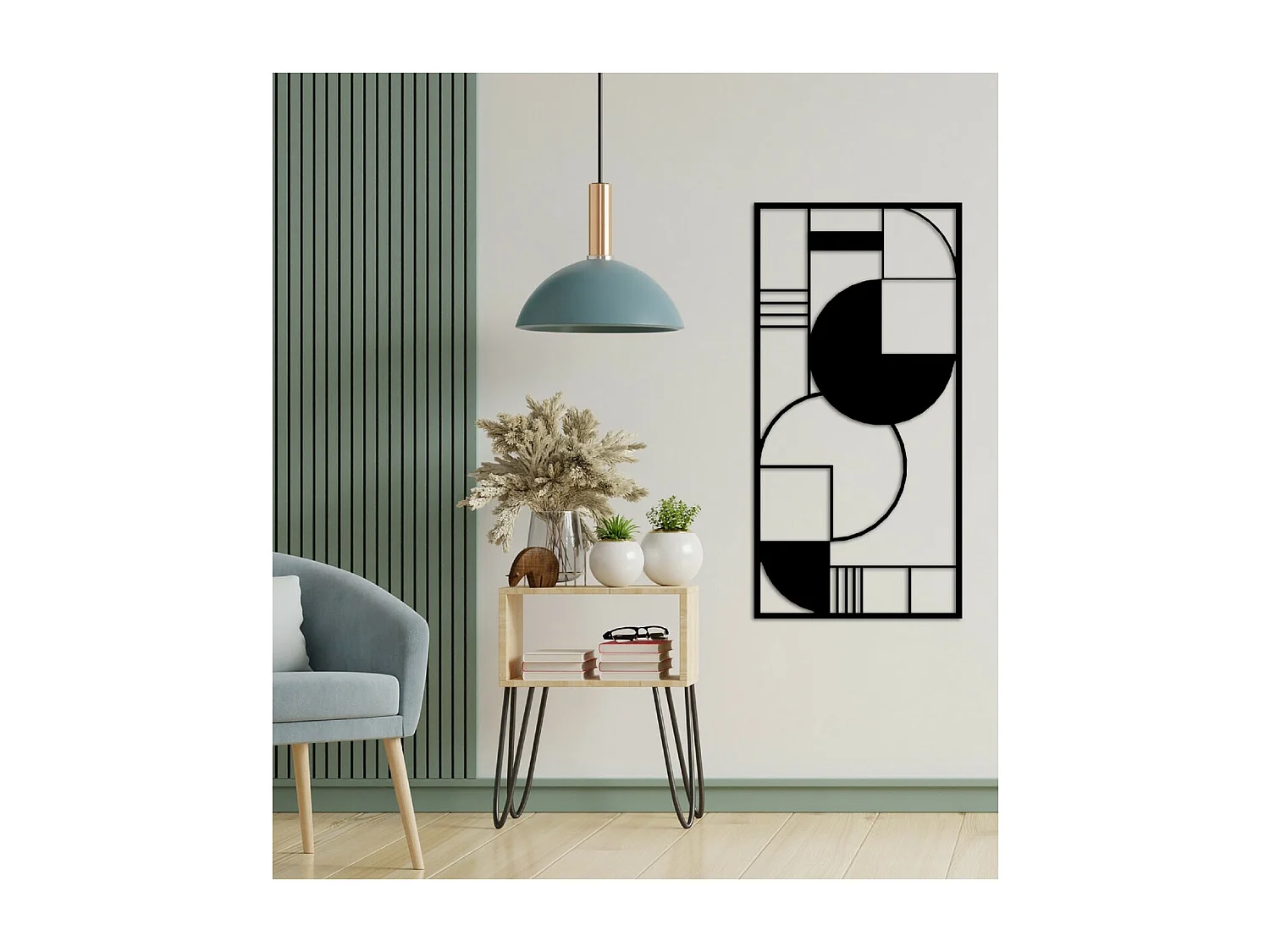 Decoración de Metal Composición Geométrica 4, Negro, 50x3x100 cm, EPIKASA