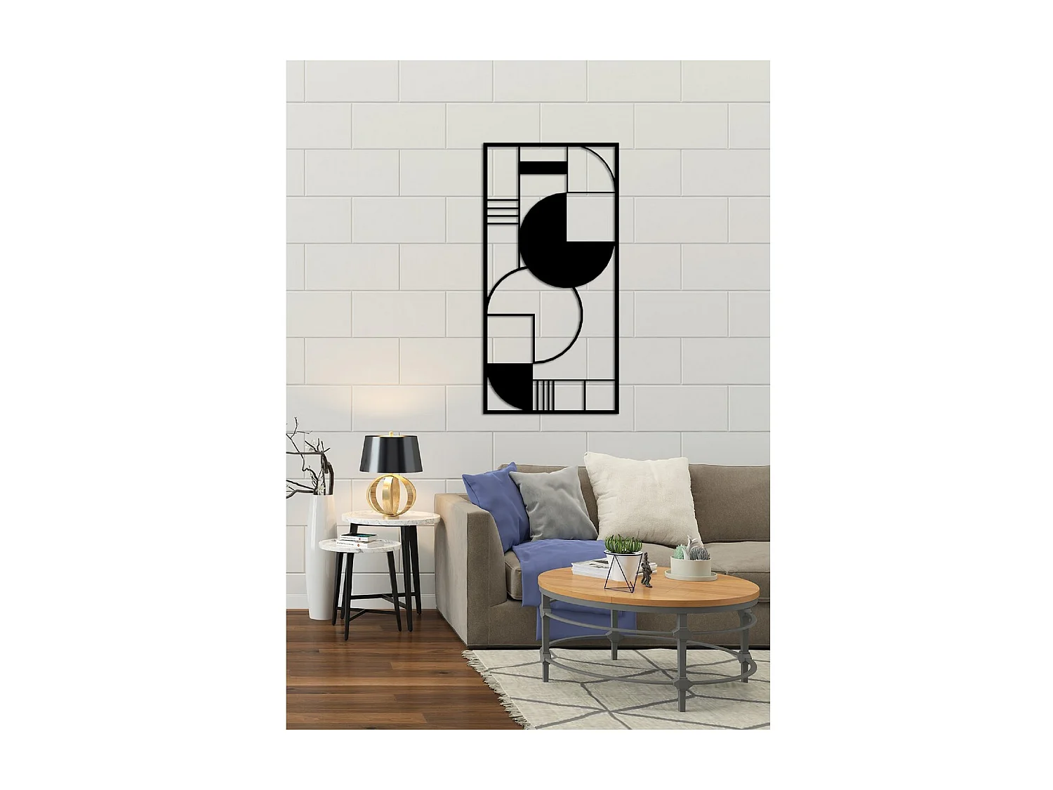 Decoración de Metal Composición Geométrica 4, Negro, 50x3x100 cm, EPIKASA