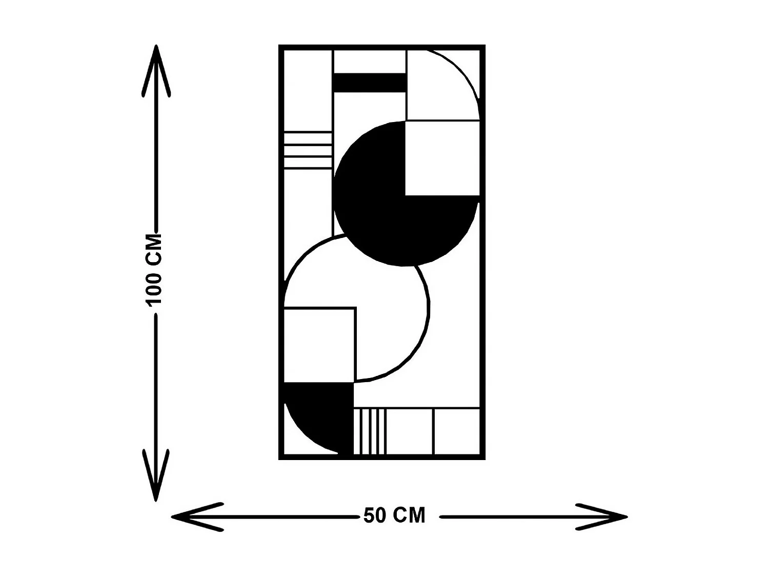 Decoración de Metal Composición Geométrica 4, Negro, 50x3x100 cm, EPIKASA