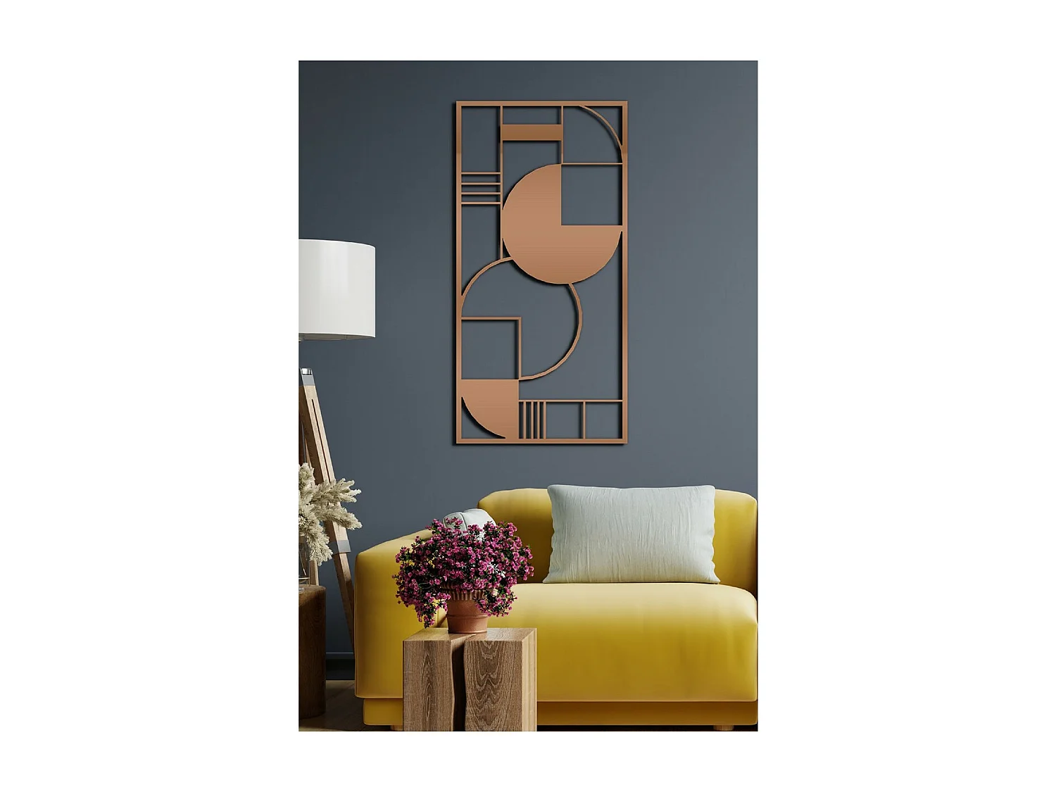 Decoração em Metal Composição Geométrica 5, Cobre, 50x3x100 cm, EPIKASA