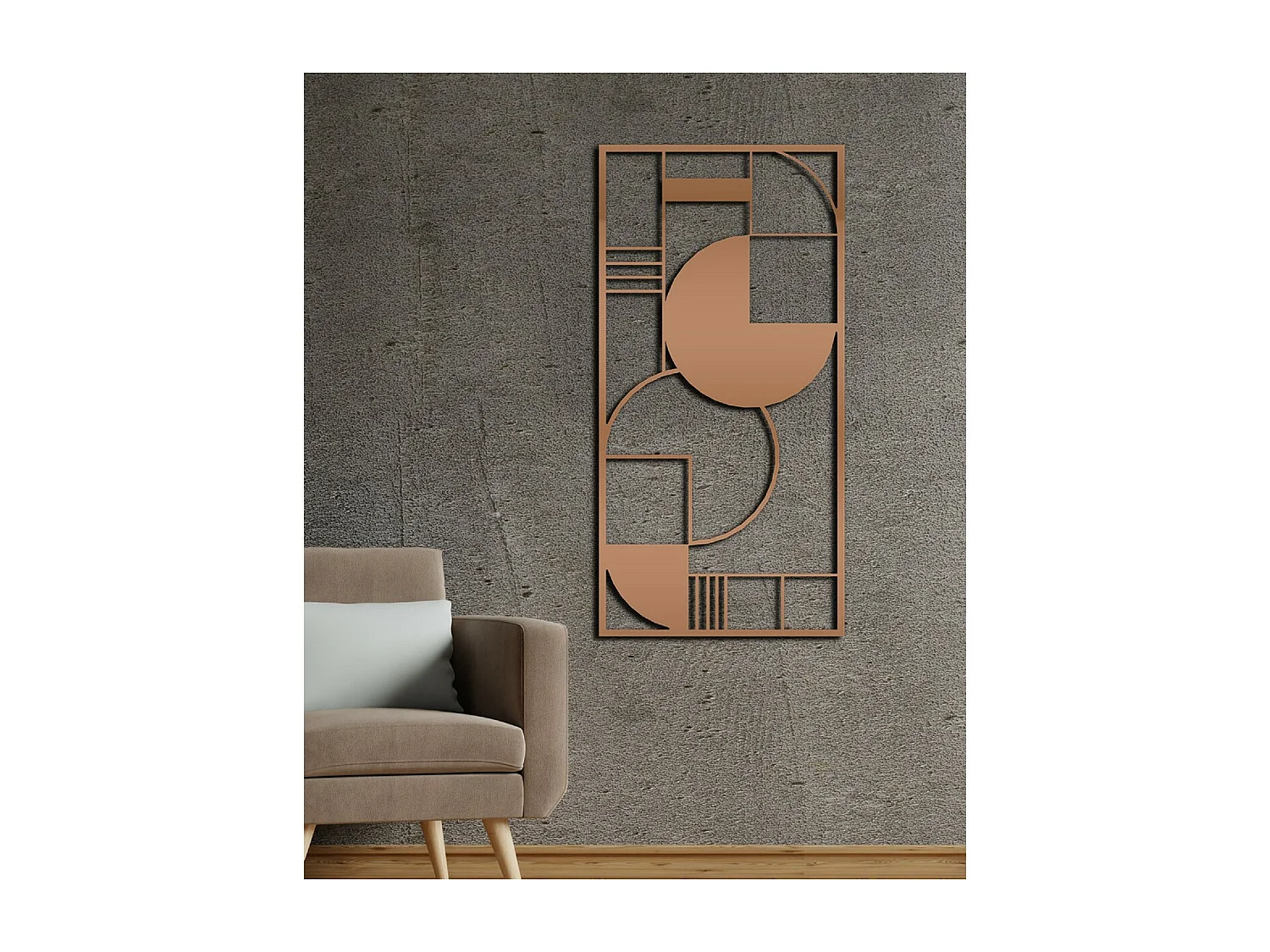 Decoração em Metal Composição Geométrica 5, Cobre, 50x3x100 cm, EPIKASA