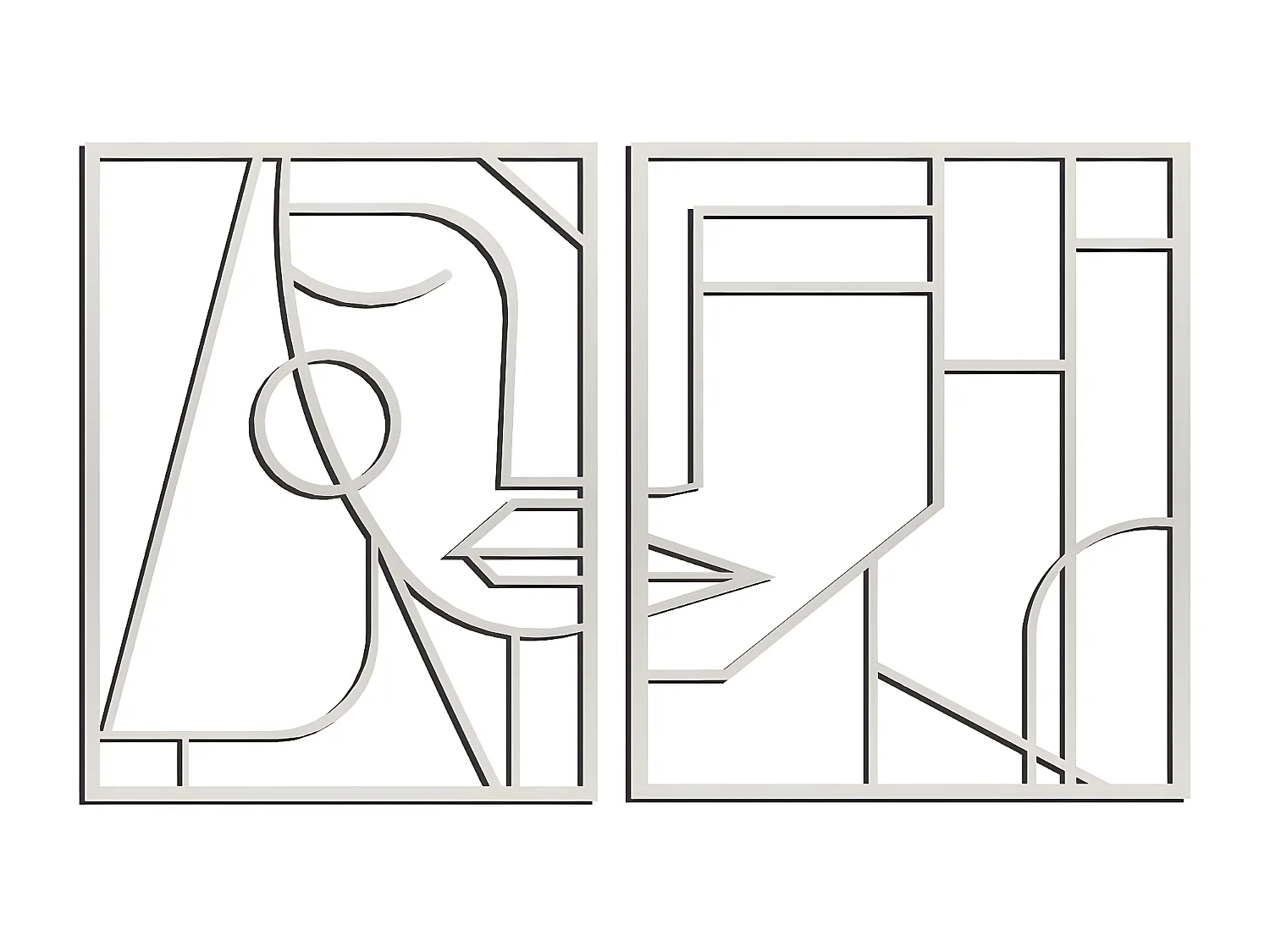 Décoration en Métal Visage 1, Argent, 124x3x80 cm, EPIKASA