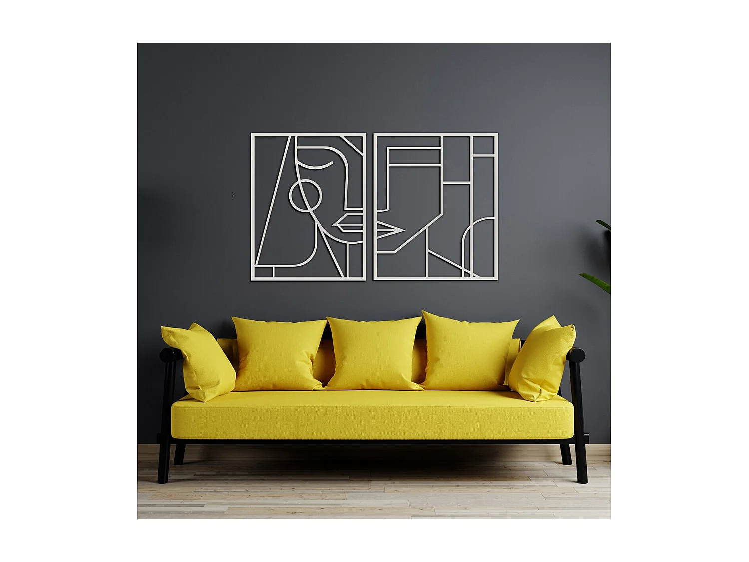 Décoration en Métal Visage 1, Argent, 124x3x80 cm, EPIKASA