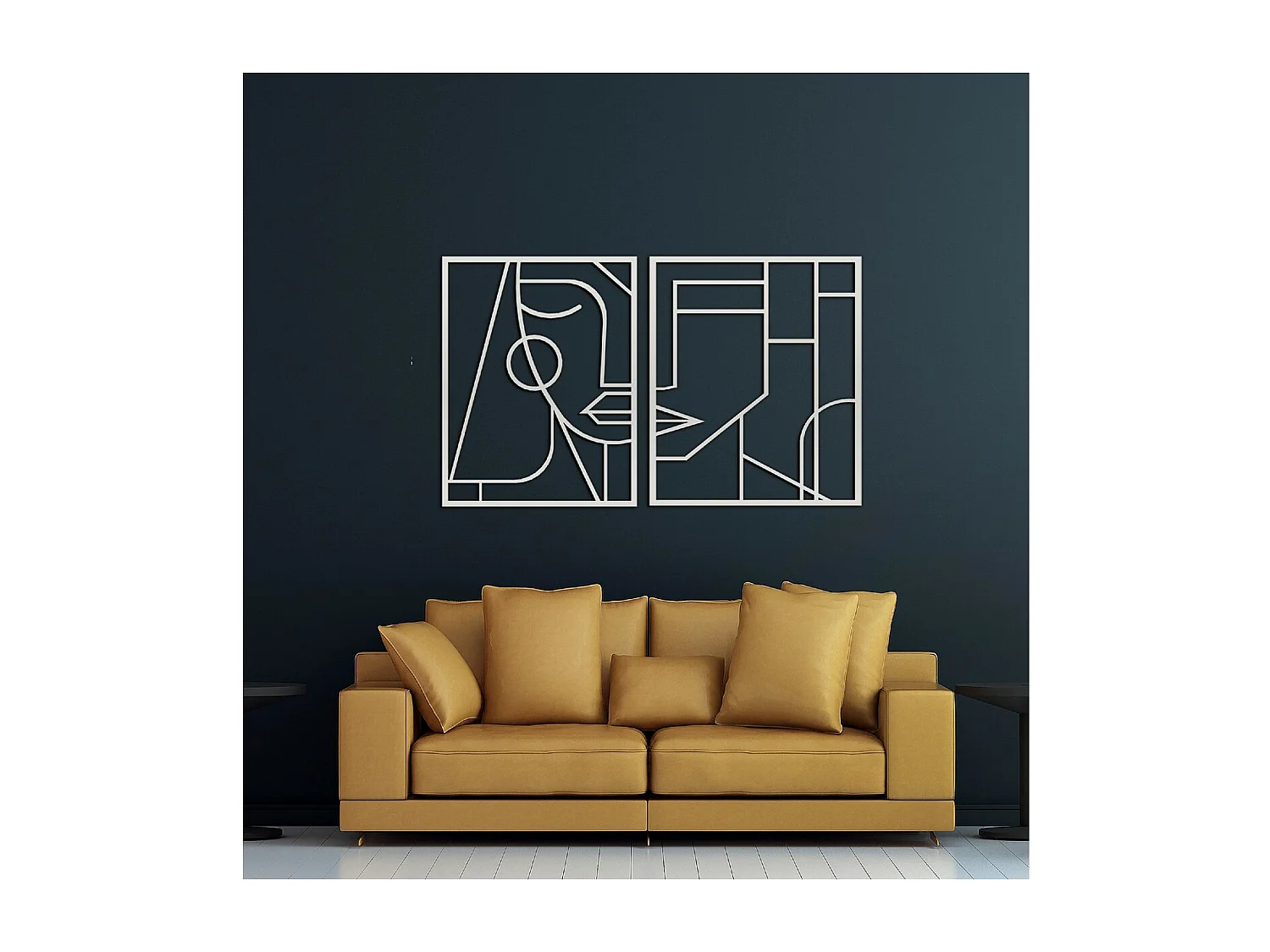 Décoration en Métal Visage 1, Argent, 124x3x80 cm, EPIKASA