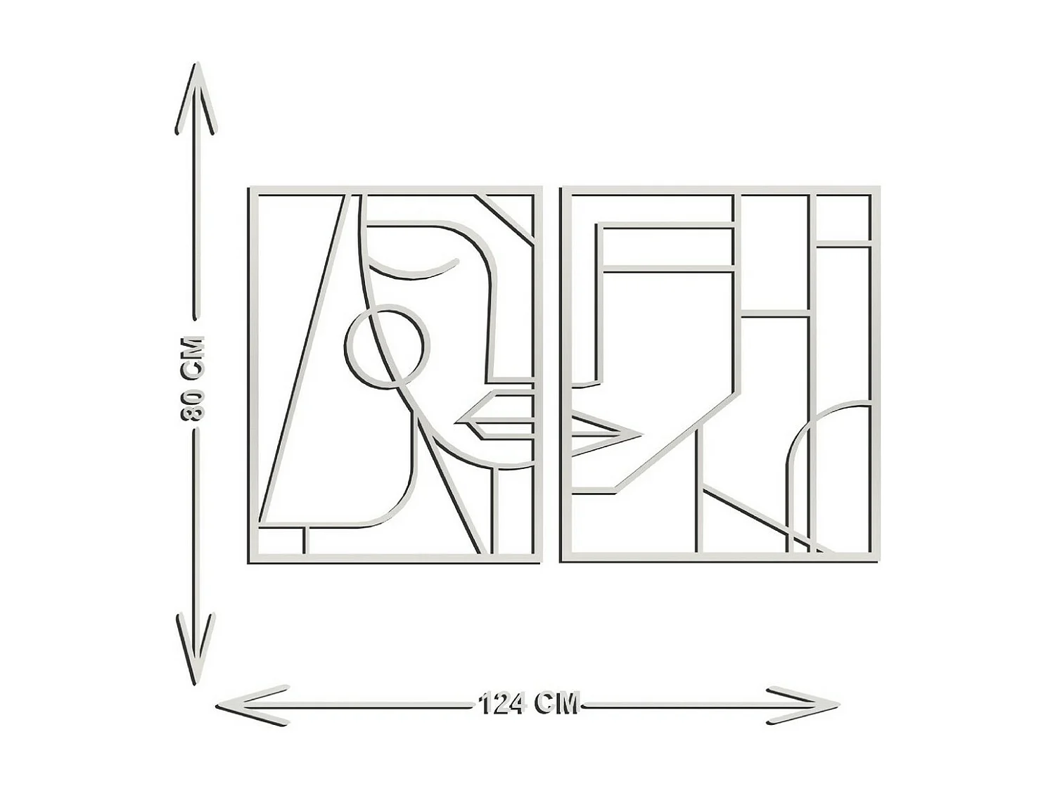 Décoration en Métal Visage 1, Argent, 124x3x80 cm, EPIKASA