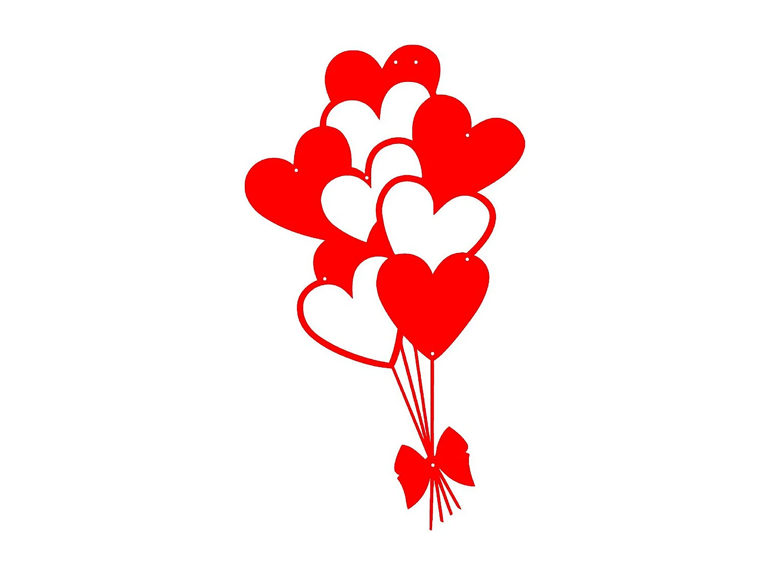 Metalen Decoratie Hart Ballonnen 2 - Rood - 35x1,5x60 cm - EPIKASA