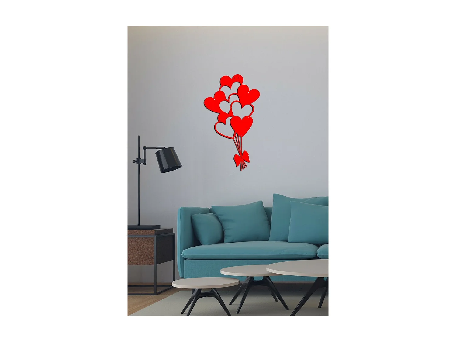 Metalen Decoratie Hart Ballonnen 2 - Rood - 35x1,5x60 cm - EPIKASA