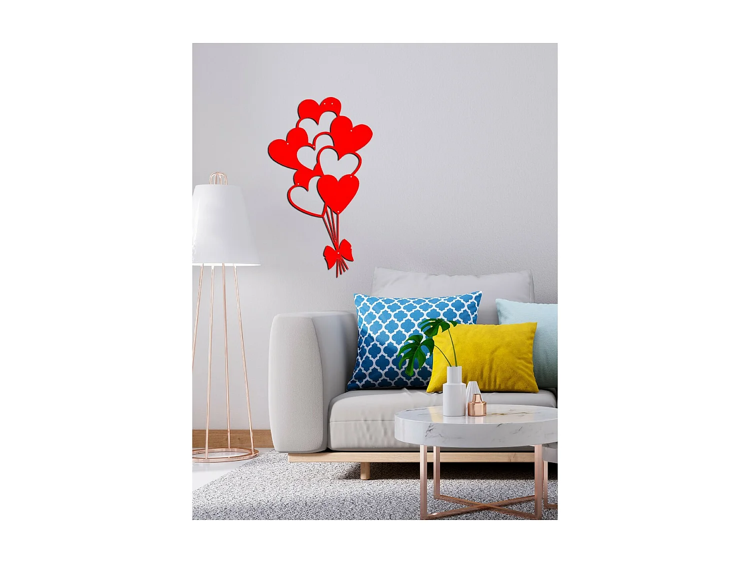 Metalen Decoratie Hart Ballonnen 2 - Rood - 35x1,5x60 cm - EPIKASA