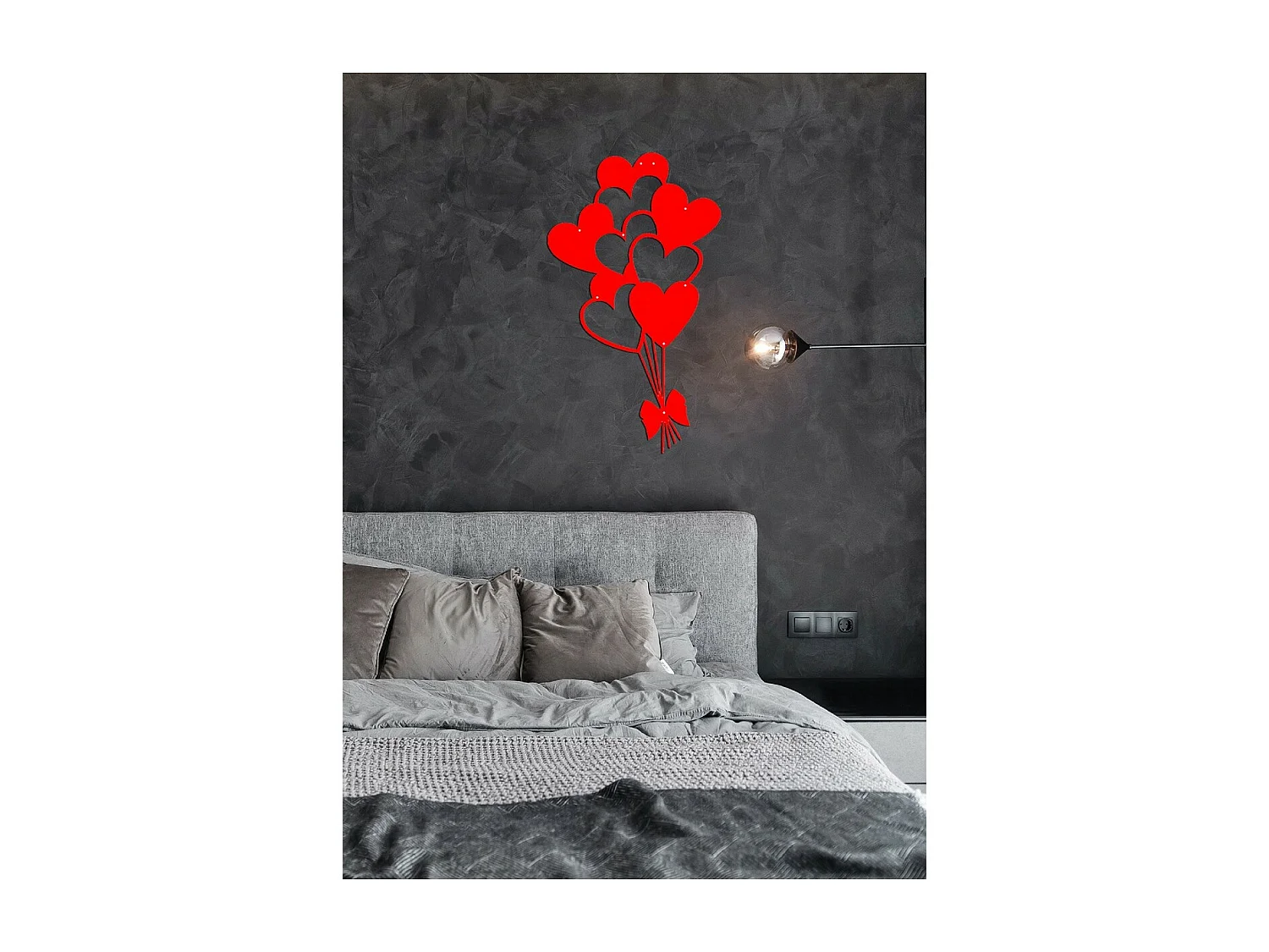 Metalen Decoratie Hart Ballonnen 2 - Rood - 35x1,5x60 cm - EPIKASA
