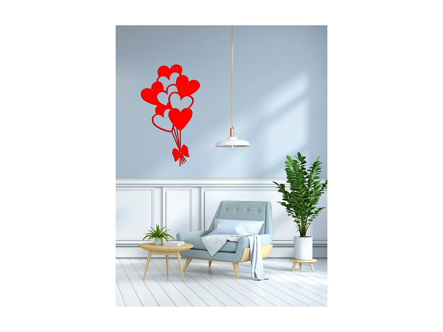Metalen Decoratie Hart Ballonnen 2 - Rood - 35x1,5x60 cm - EPIKASA