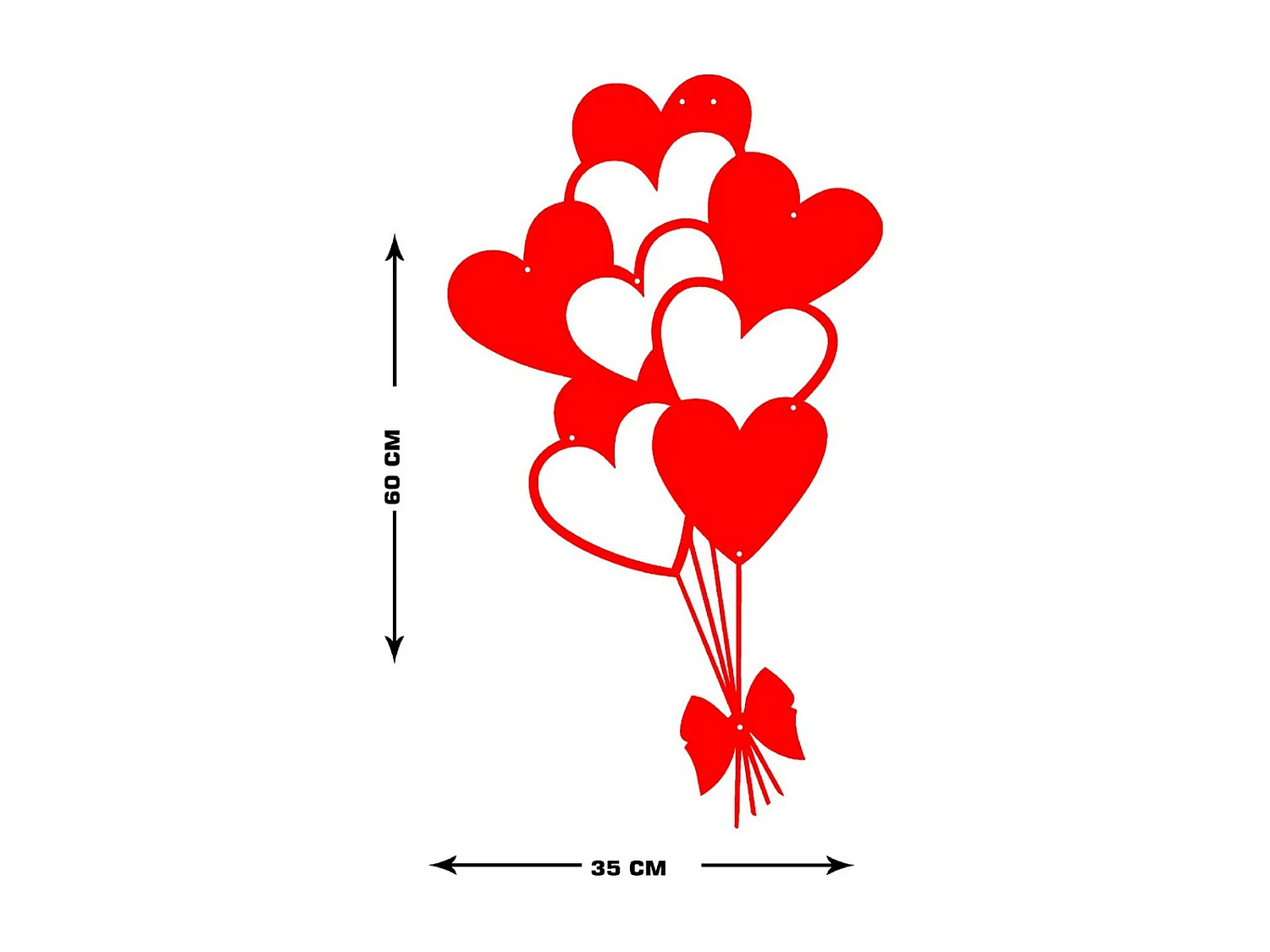 Metalen Decoratie Hart Ballonnen 2 - Rood - 35x1,5x60 cm - EPIKASA