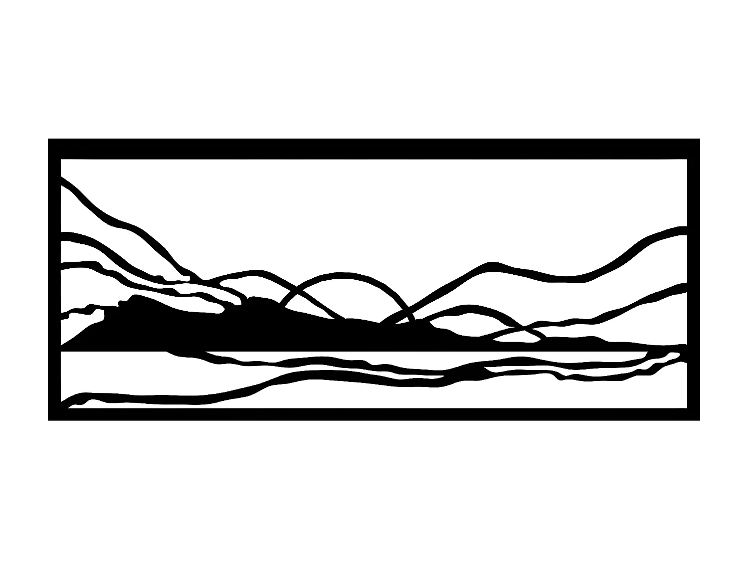 Décoration en Métal Montagnes 6, Noir, 92x3x40 cm, EPIKASA