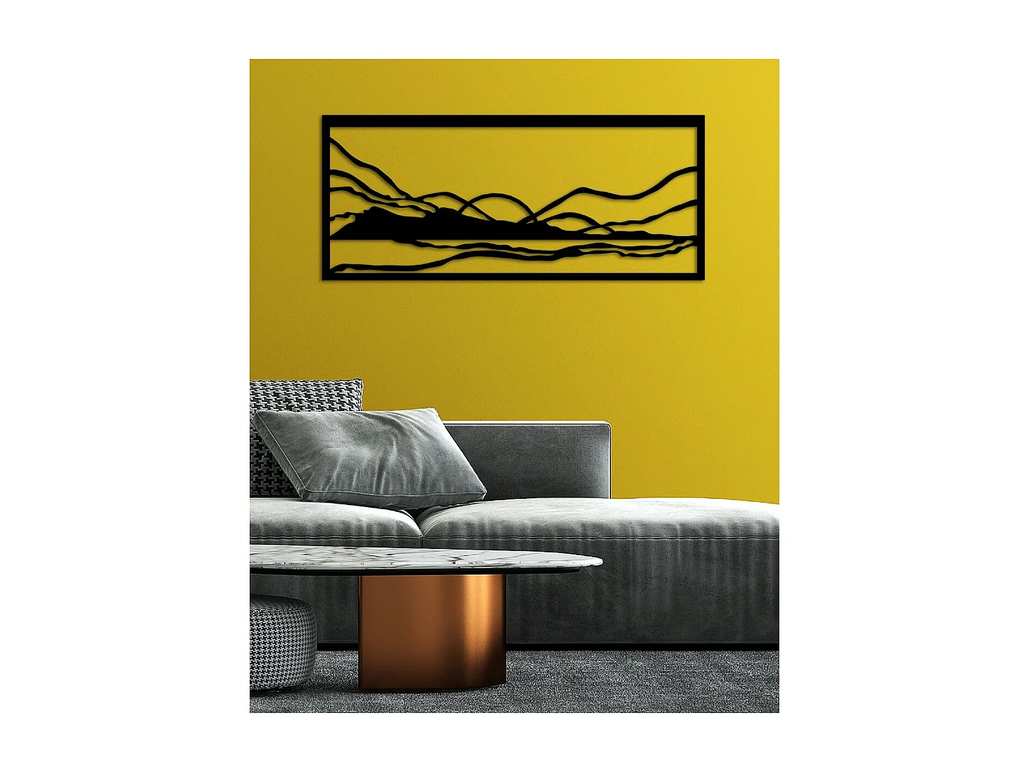 Décoration en Métal Montagnes 6, Noir, 92x3x40 cm, EPIKASA