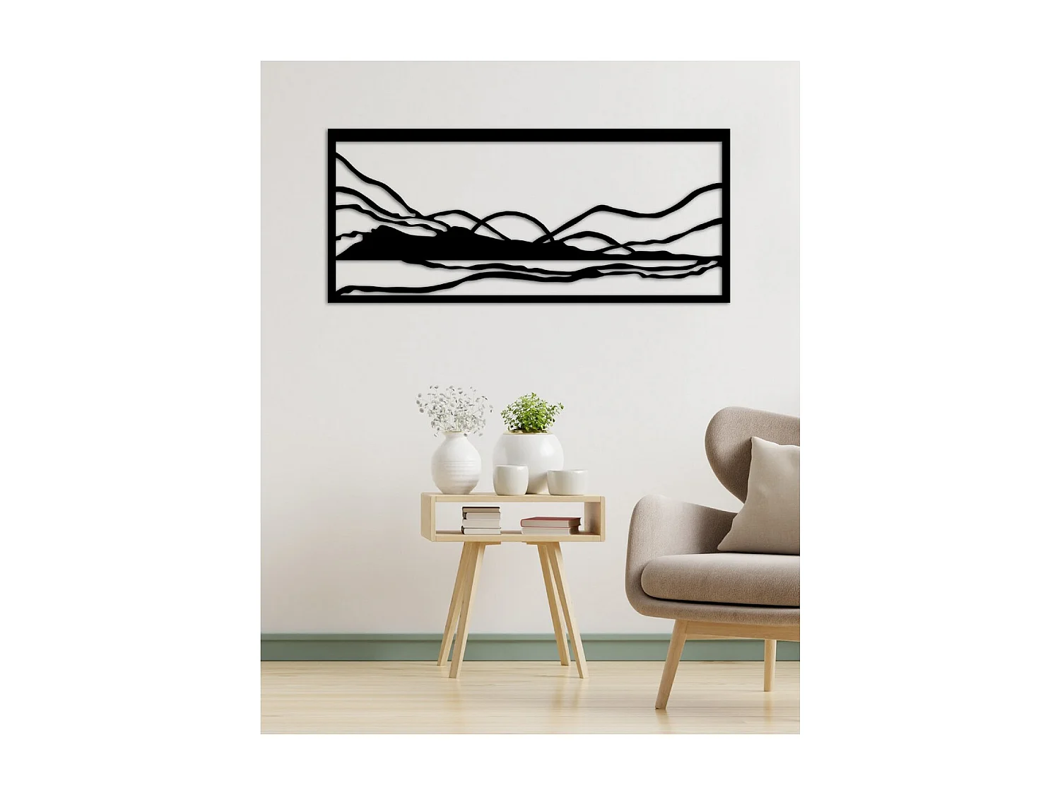 Décoration en Métal Montagnes 6, Noir, 92x3x40 cm, EPIKASA