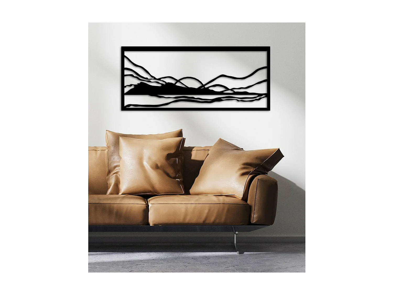 Décoration en Métal Montagnes 6, Noir, 92x3x40 cm, EPIKASA