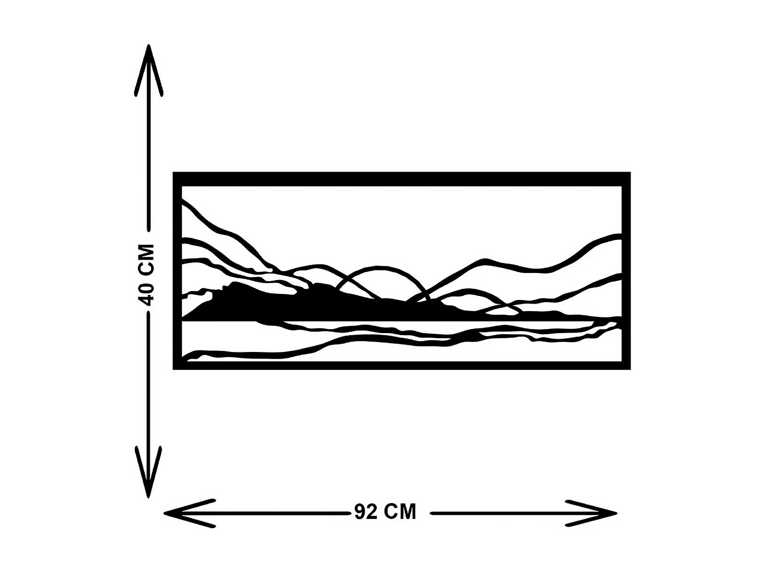 Décoration en Métal Montagnes 6, Noir, 92x3x40 cm, EPIKASA