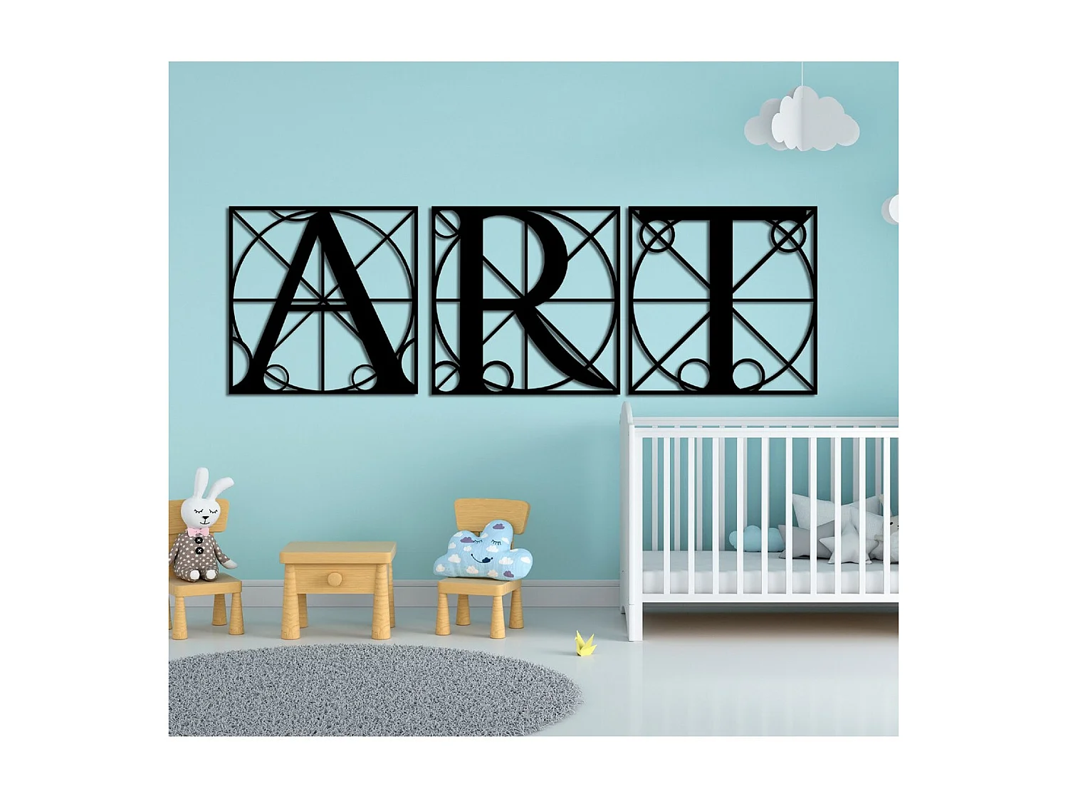 Decoração em Metal Art, Preto, 150x3x50 cm, EPIKASA