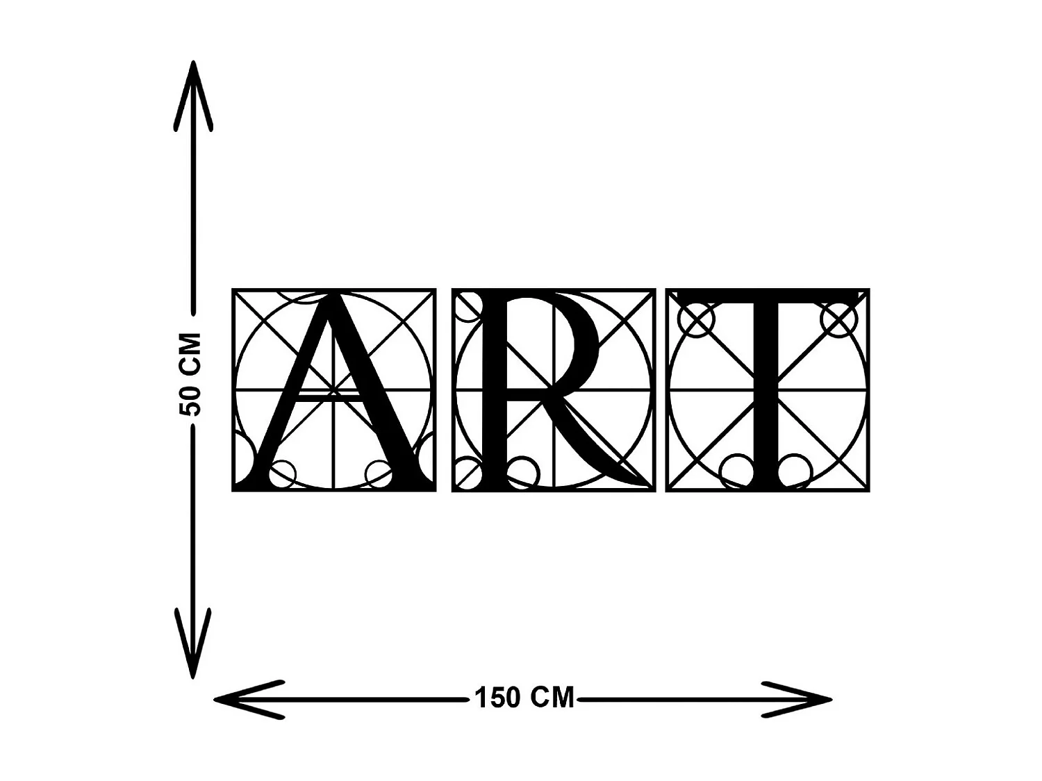 Decoração em Metal Art, Preto, 150x3x50 cm, EPIKASA