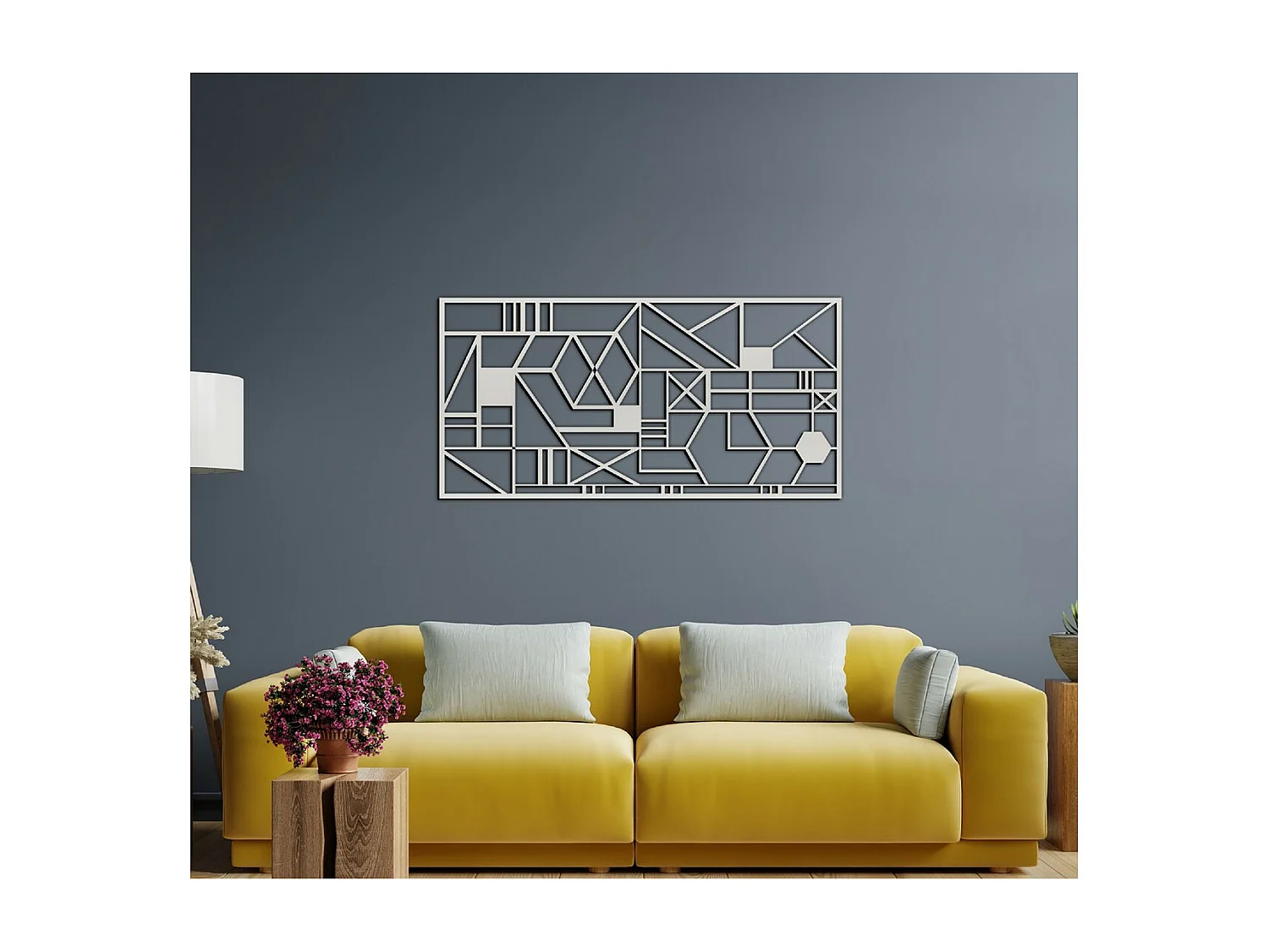 Décoration en Métal Formes Géométriques 1, Argent, 101x3x50 cm, EPIKASA