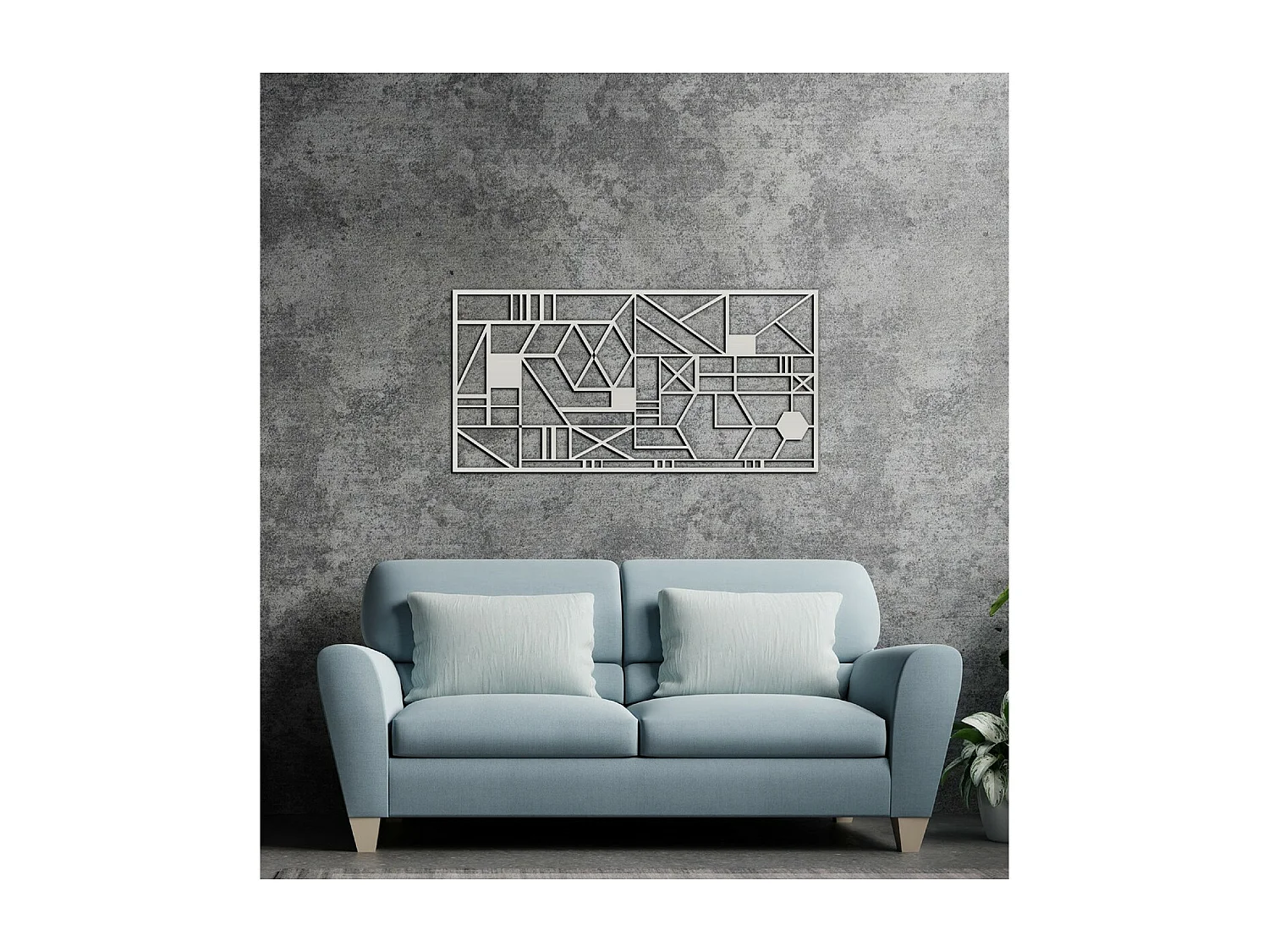 Décoration en Métal Formes Géométriques 1, Argent, 101x3x50 cm, EPIKASA