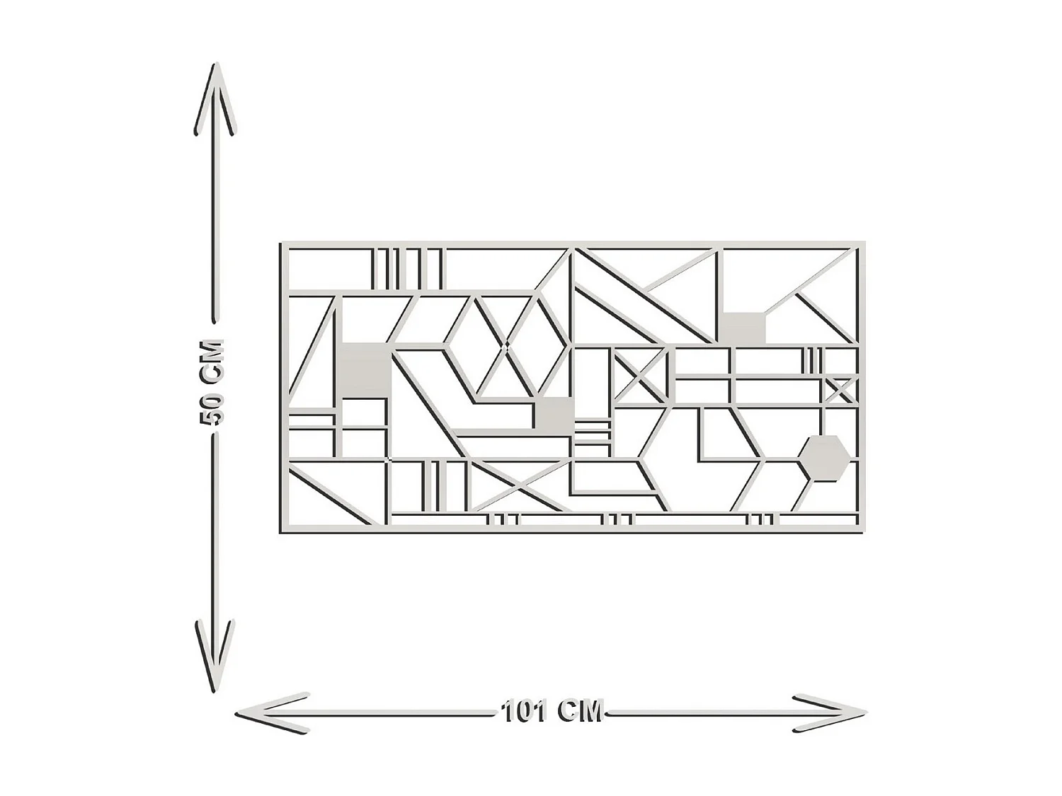 Décoration en Métal Formes Géométriques 1, Argent, 101x3x50 cm, EPIKASA