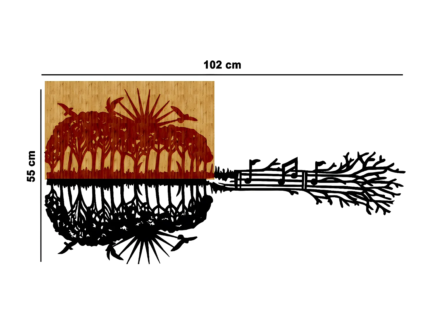 Décoration en Métal et Bois Guitare, Bois, 102x1,8x55 cm, EPIKASA
