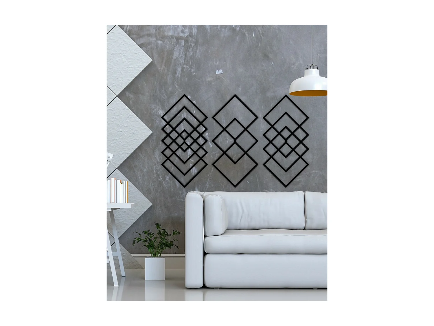 Decoração em Metal Losangos 1, Preto, 111x3x75 cm, EPIKASA