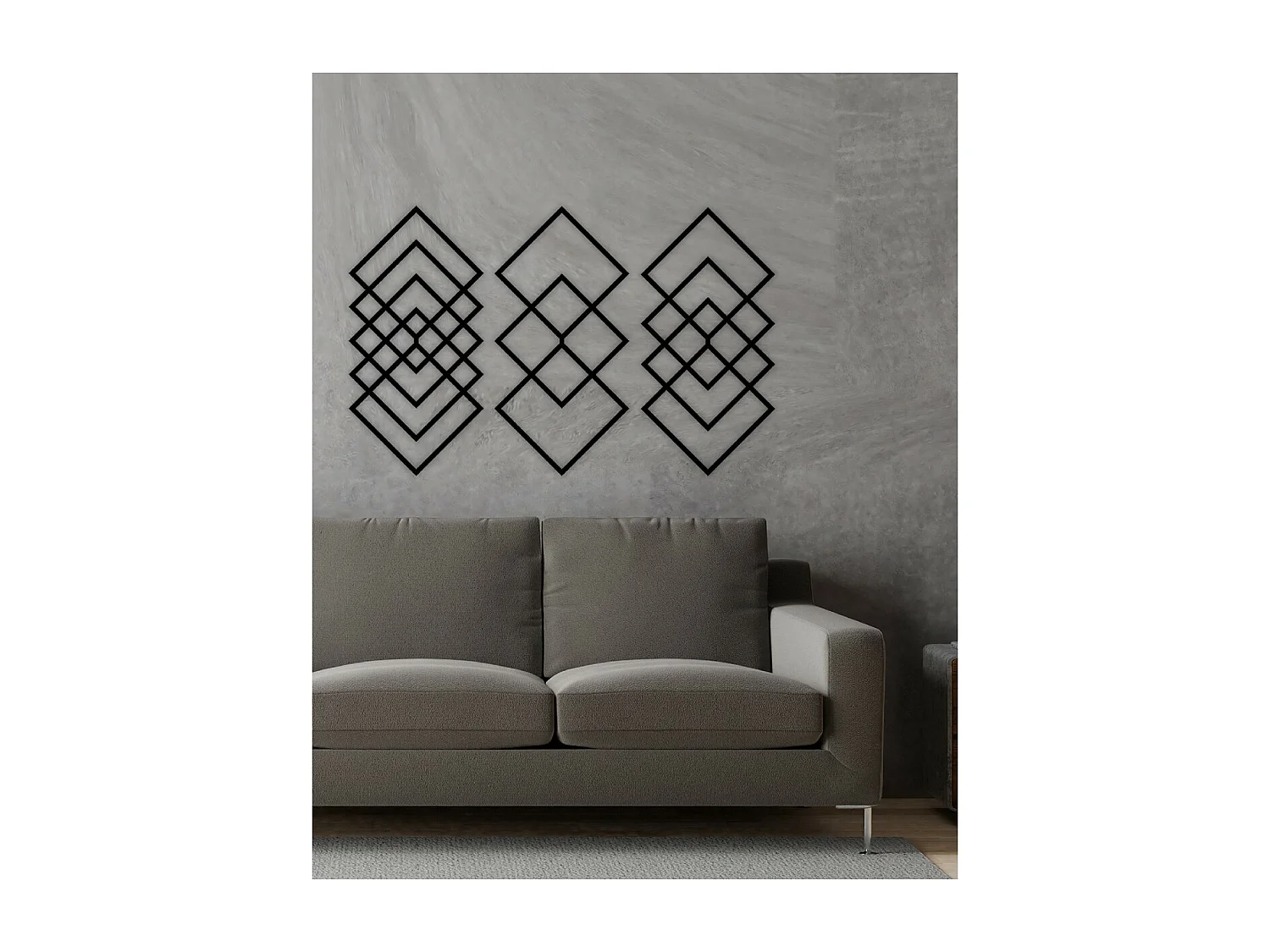 Decoração em Metal Losangos 1, Preto, 111x3x75 cm, EPIKASA