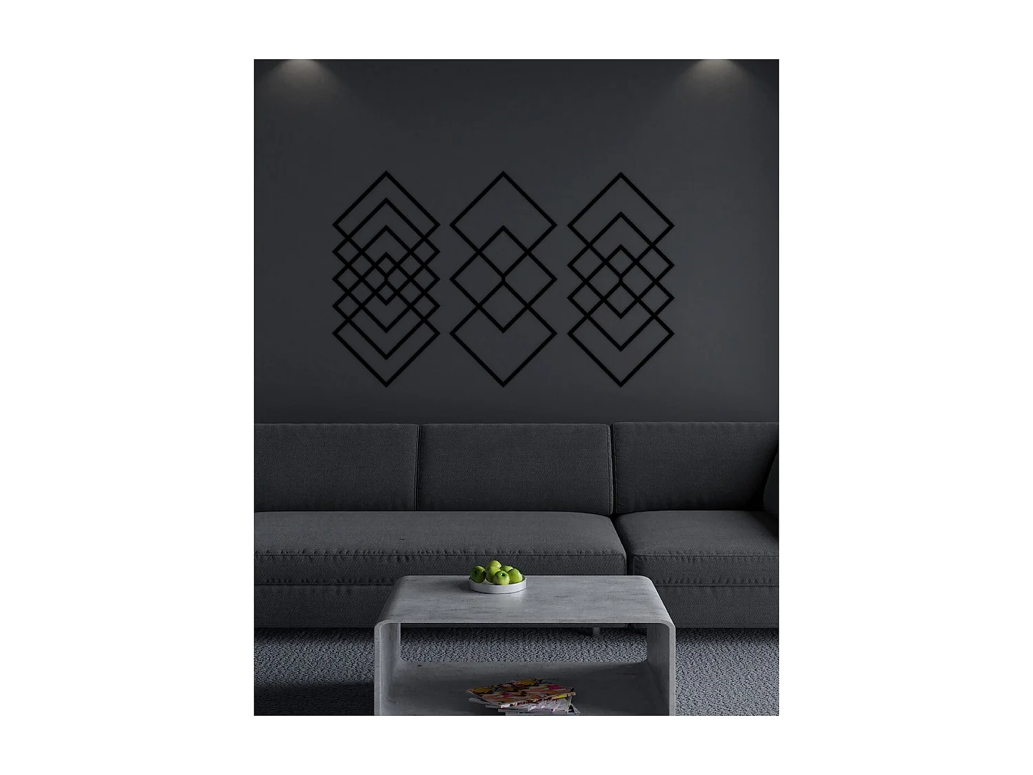 Decoração em Metal Losangos 1, Preto, 111x3x75 cm, EPIKASA