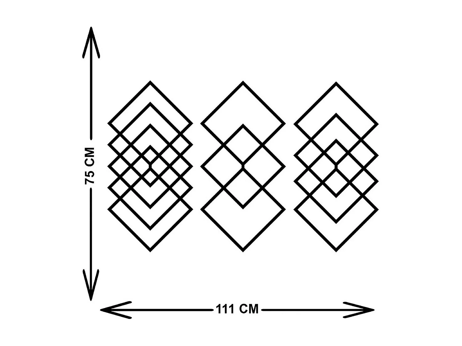 Decoração em Metal Losangos 1, Preto, 111x3x75 cm, EPIKASA