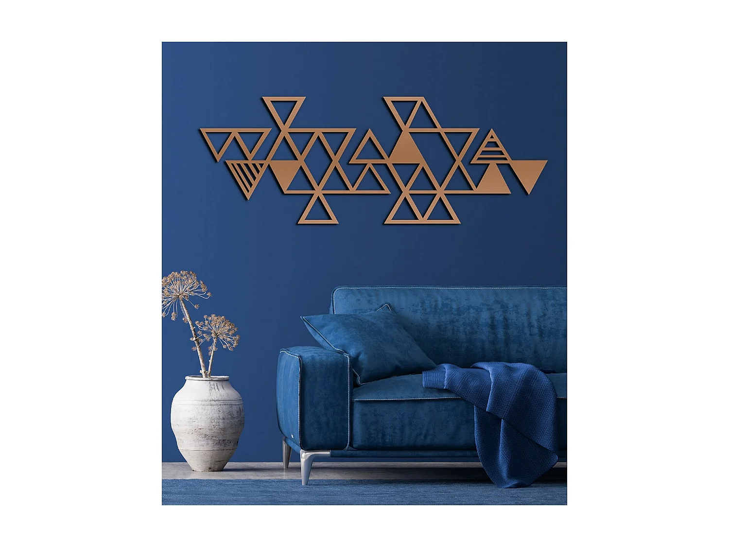 Metalen Decoratie Driehoeken 2 - Koper - 101x3x37 cm - EPIKASA