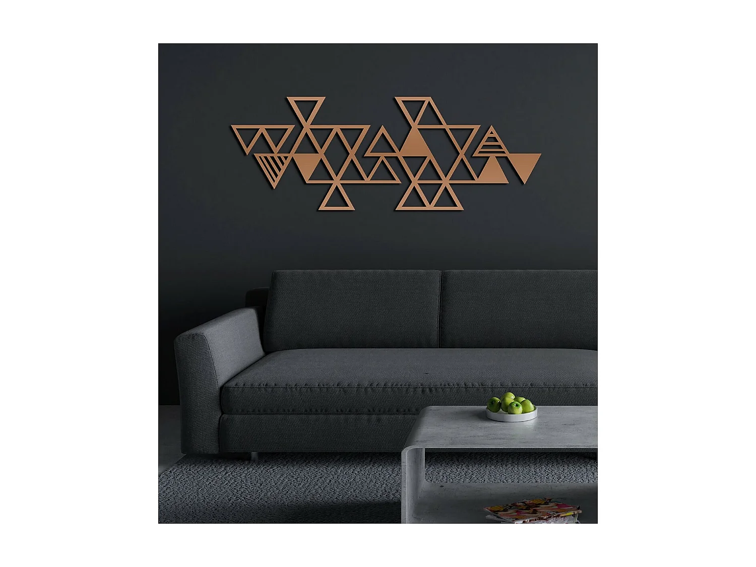 Metalen Decoratie Driehoeken 2 - Koper - 101x3x37 cm - EPIKASA