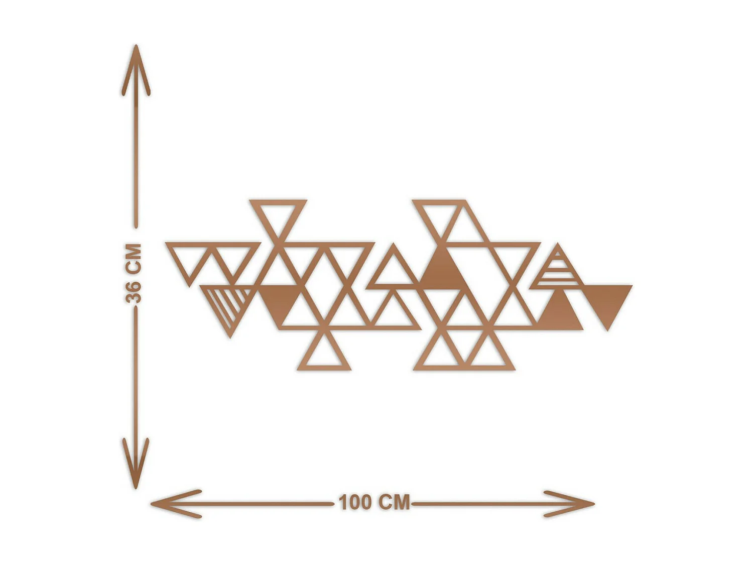 Metalen Decoratie Driehoeken 2 - Koper - 101x3x37 cm - EPIKASA
