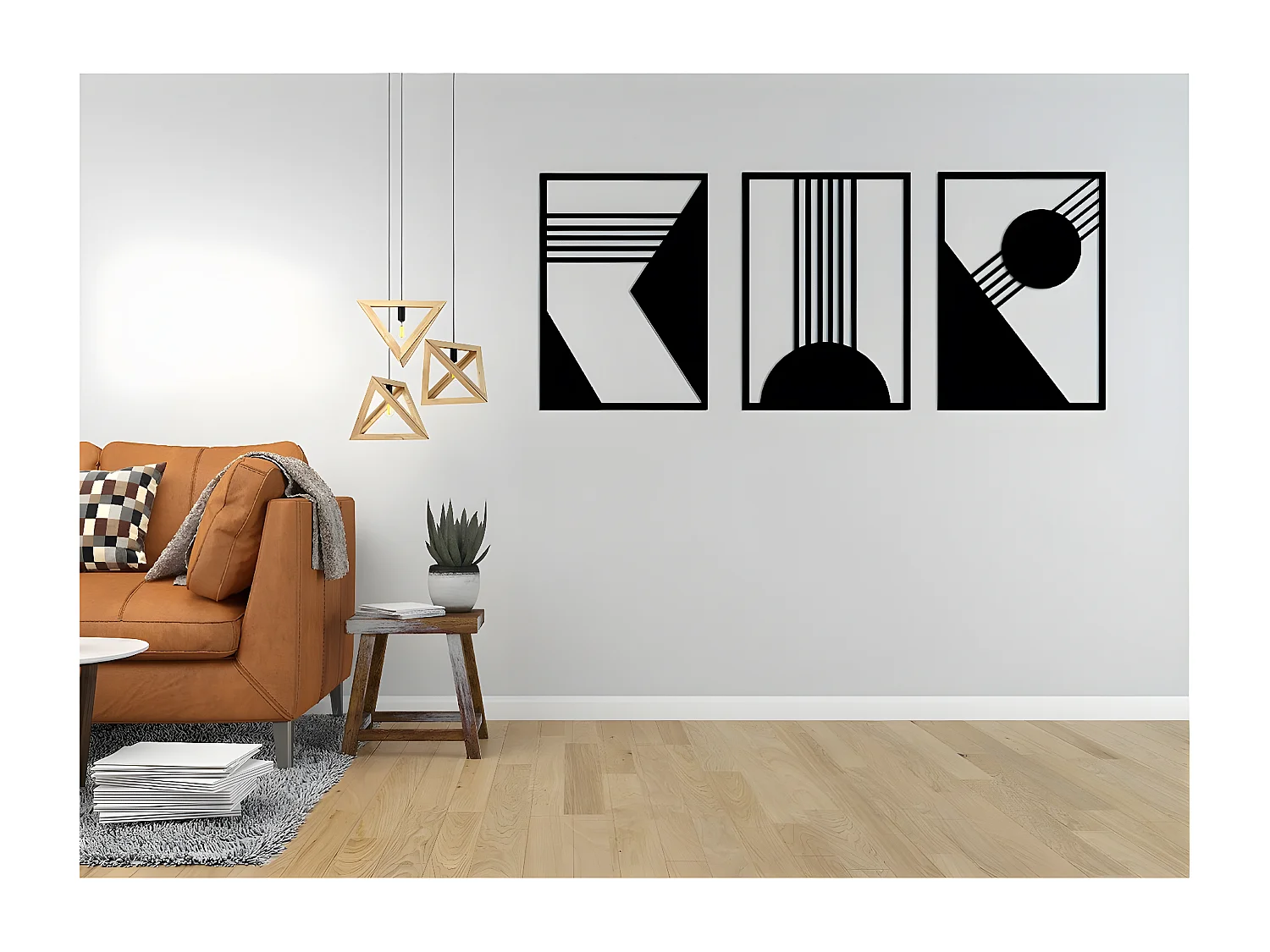 Decoración de Metal Composición Geométrica 3, Negro, 150x3x71 cm, EPIKASA