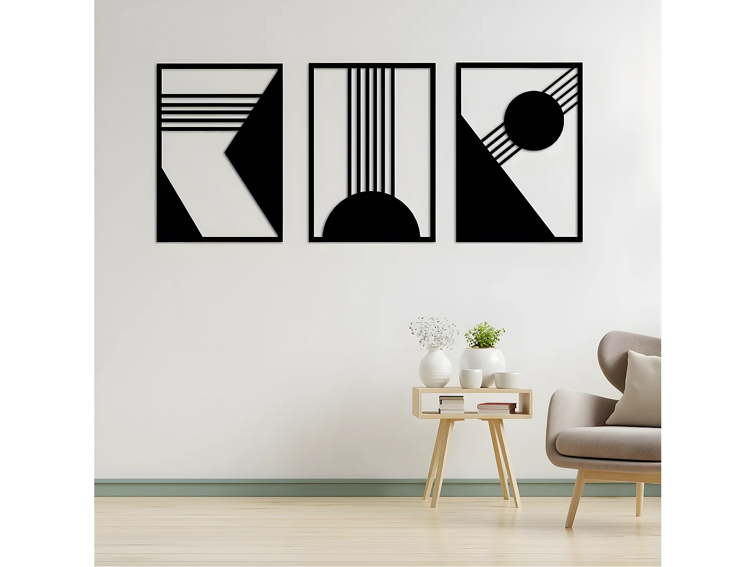 Decoración de Metal Composición Geométrica 3, Negro, 150x3x71 cm, EPIKASA