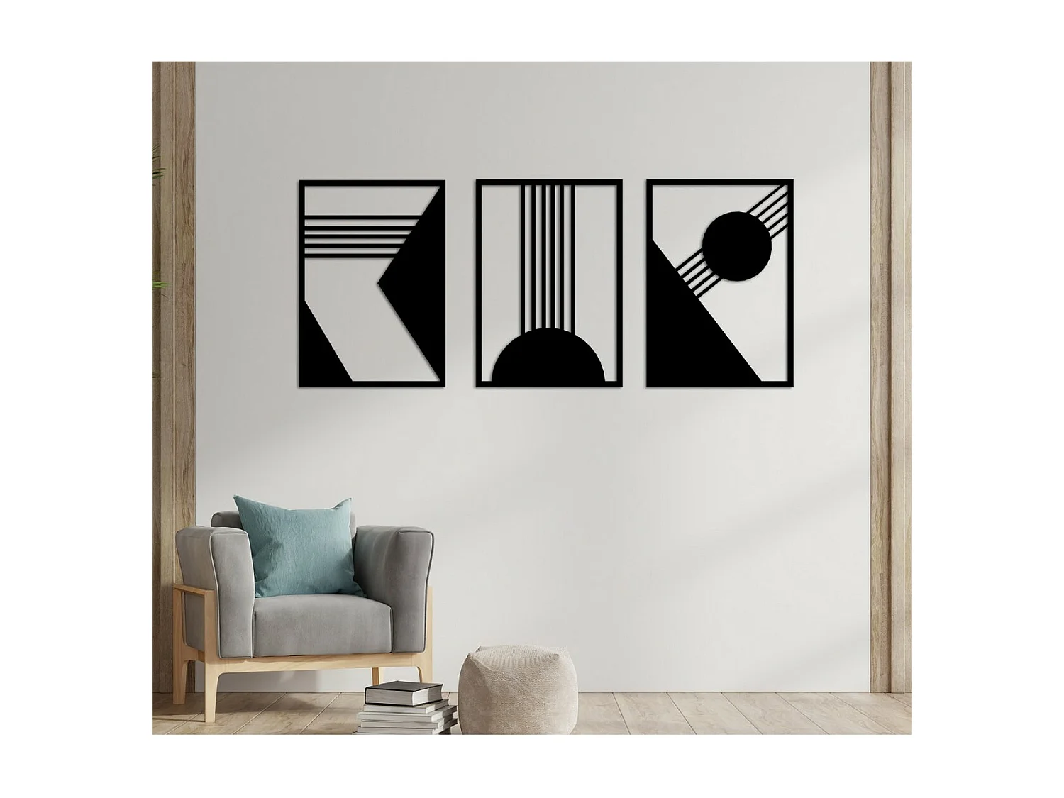 Decoración de Metal Composición Geométrica 3, Negro, 150x3x71 cm, EPIKASA