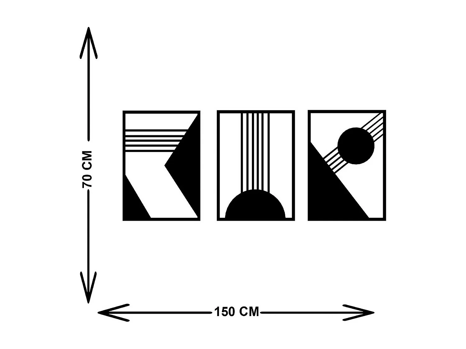 Decoración de Metal Composición Geométrica 3, Negro, 150x3x71 cm, EPIKASA