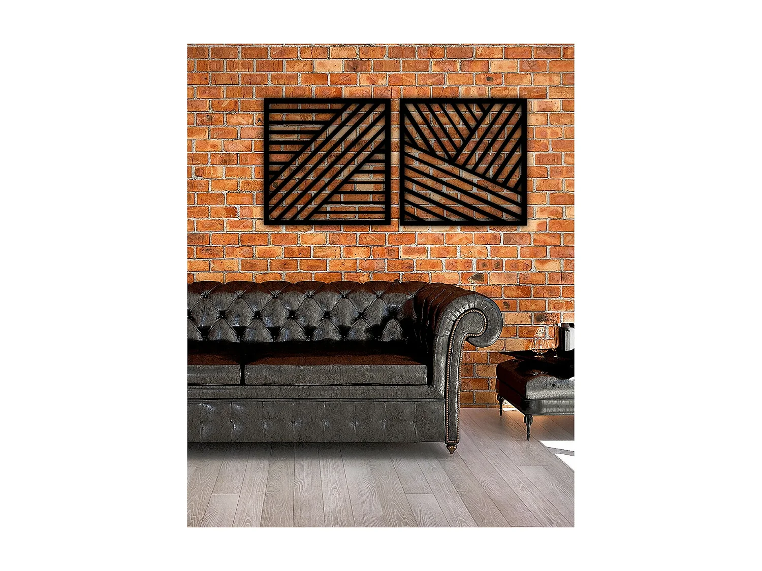 Dekoracja Metalowa Linie 3, Czarny, 150x3x75 cm, EPIKASA